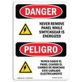 Signmission OSHA Danger Sign, Never Remove Panel Bilingual, 10in X 7in Aluminum, 7" W, 10" L, Bilingual Spanish OS-DS-A-710-VS-1679